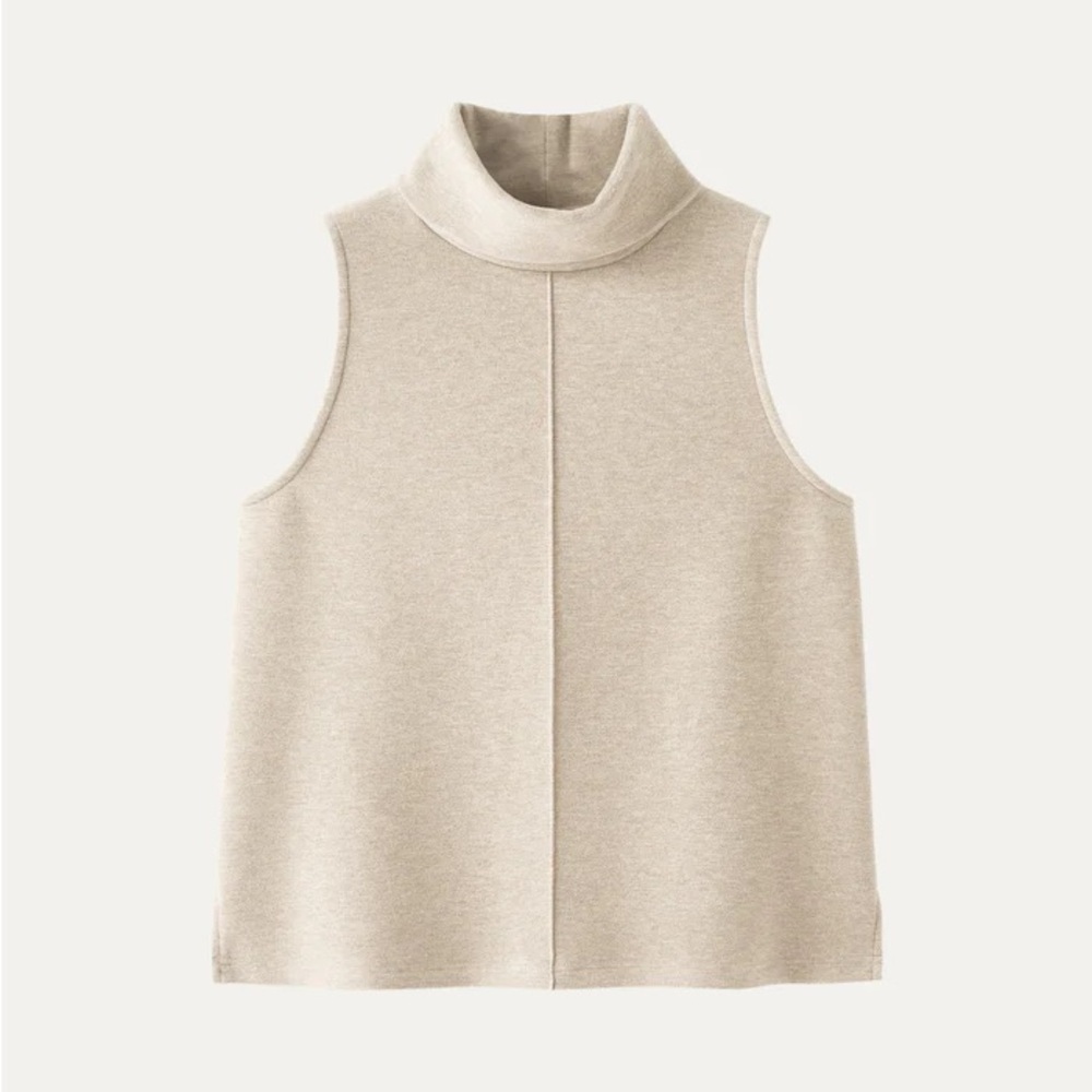 OGL FuzzLuxe Turtle Neck Split Hem Top – Heather Beige – Size S